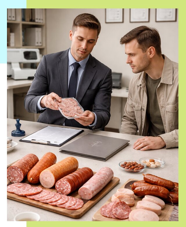 Сертификация колбасных изделий в Аксае от 7618 р. | Алешин-Акс